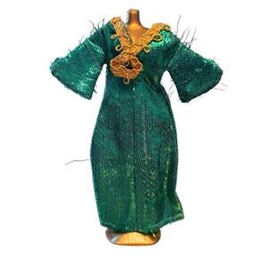 Vintage Topper Dawn Doll Fashion #716 Green Slink Gown Dress